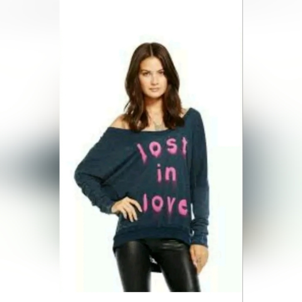 COPY - CHASER Lost In Love Blue Burnout Shirt Size S  ***Runs Super Super Big***